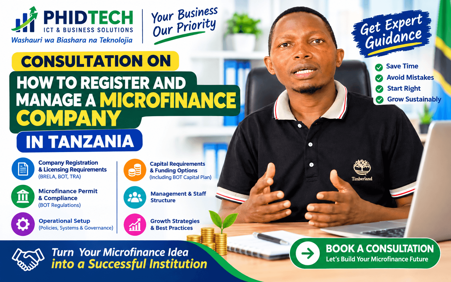 I will Give you Consultation on how to Start,register and manage microfinance company in Tanzania — Philemon Rwegasira Bagoka on PhidTech